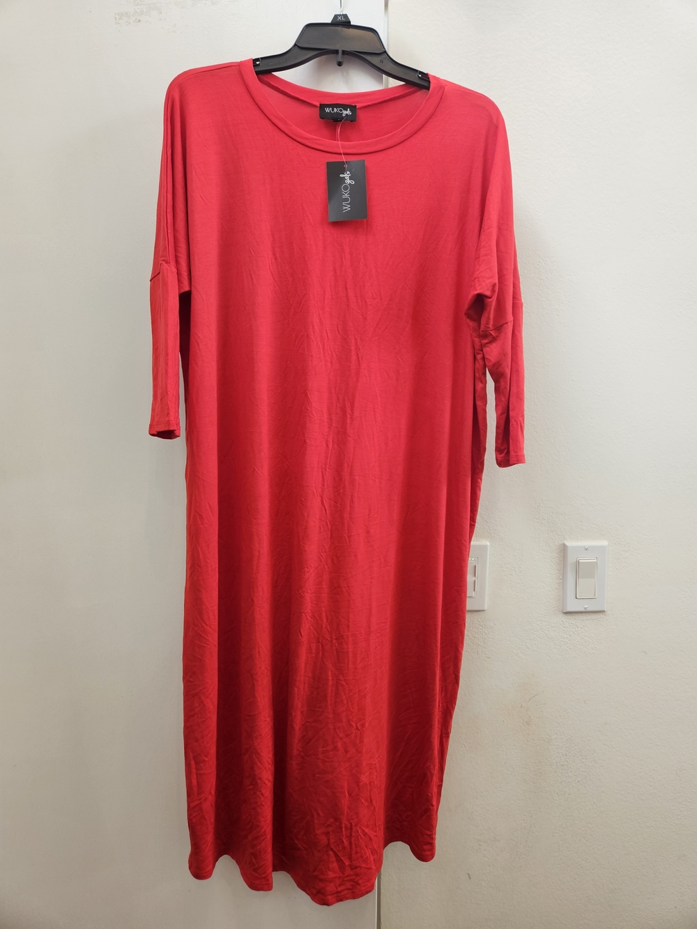 Wukogals Red Maxi Dress with Scoop Neck